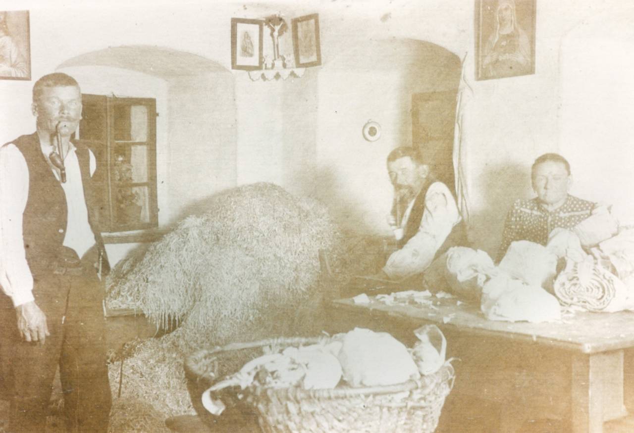 Arbeiten - Pause, Bauern, Bauernhaus
