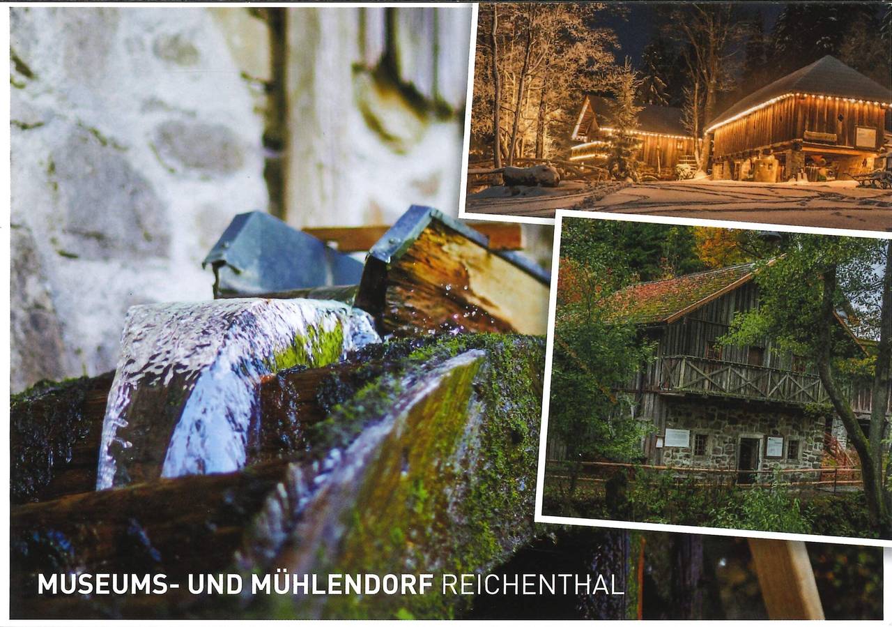 Ansichtskarte, Mühlenmuseum, Wasserrad Herrenmühle, Weihnachtsmarkt