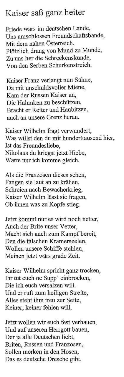 Erinnerungen, Gedicht, Kriegszeit