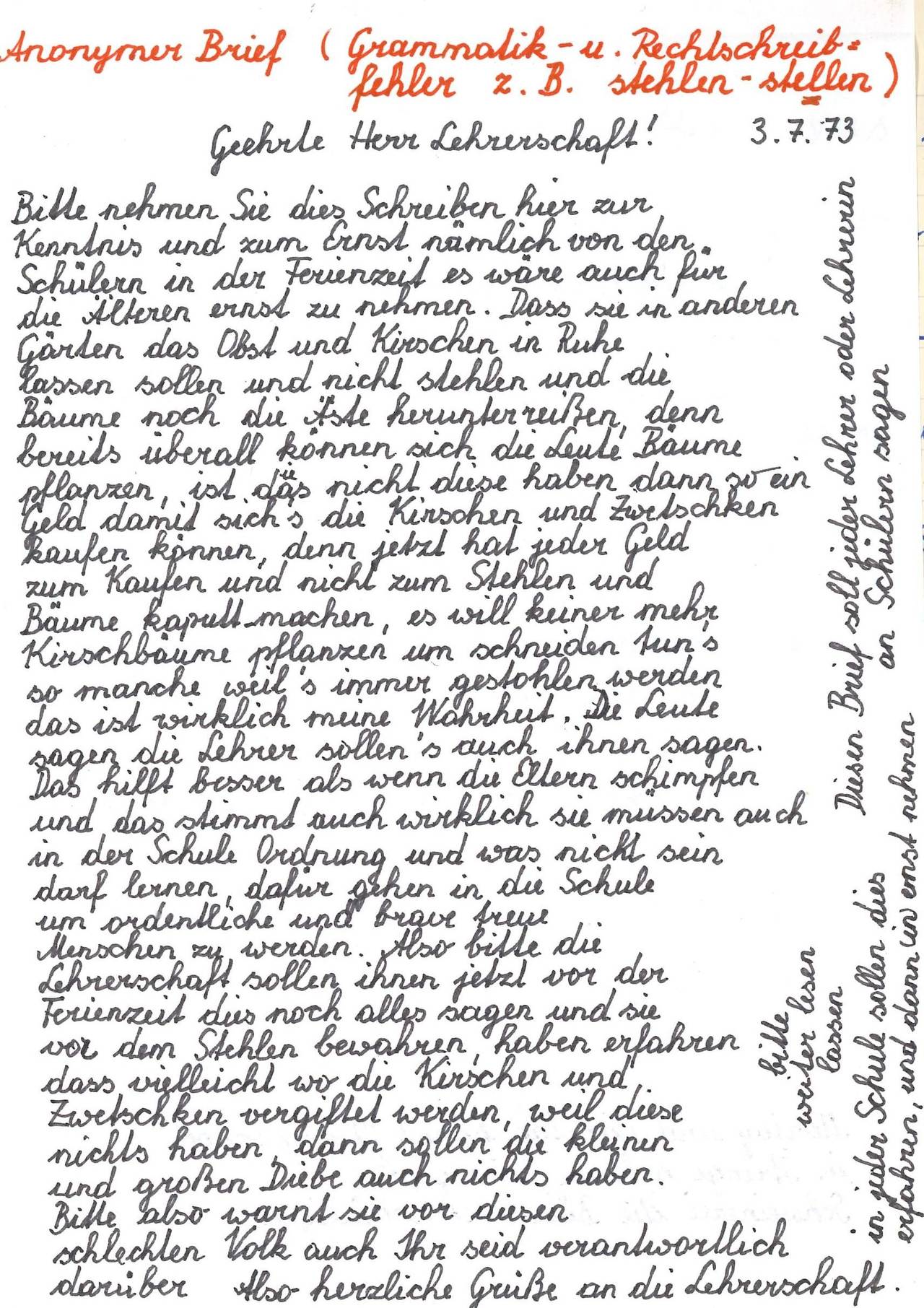 Chronik, Lehrer, Schule, Volksschule