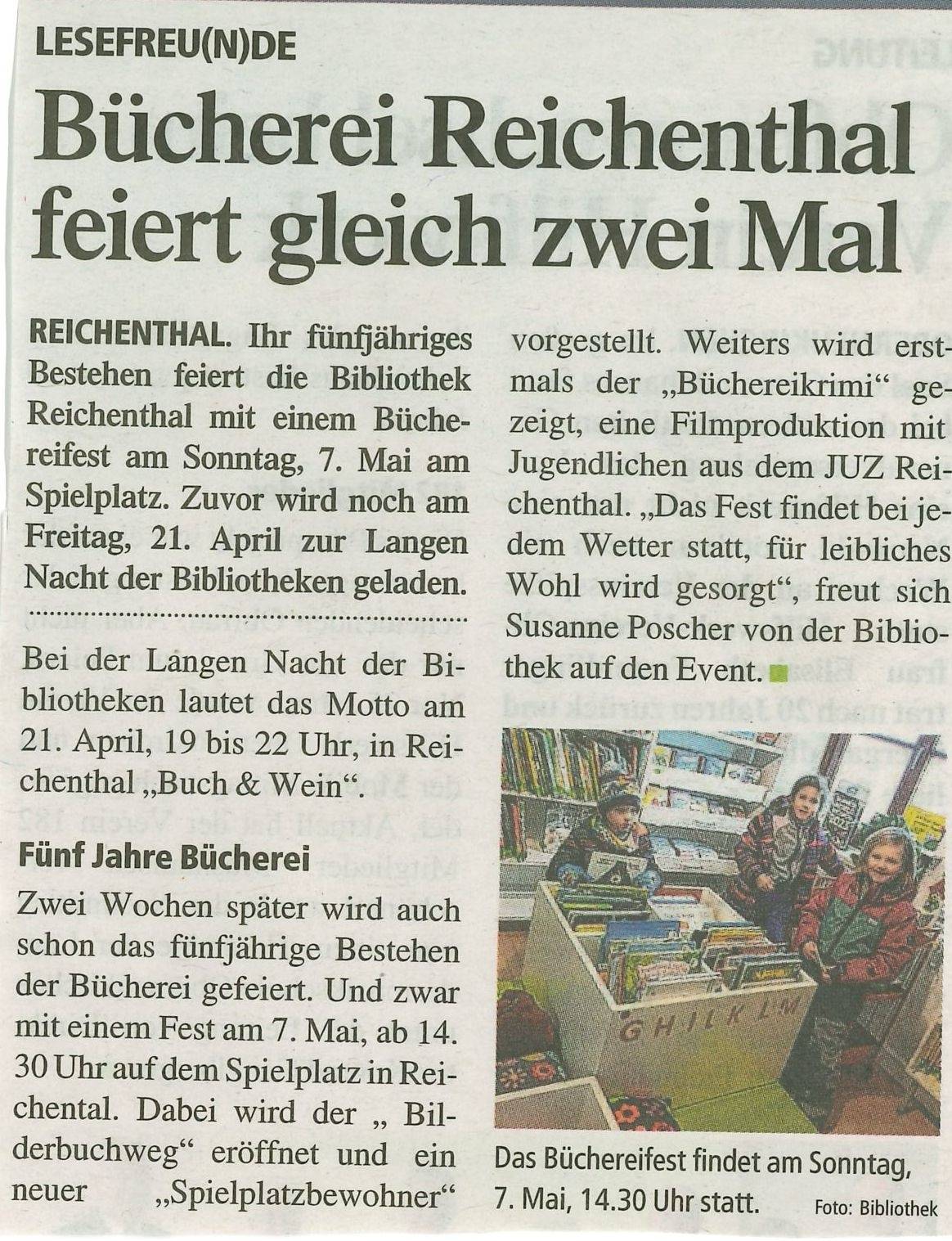 Bibliothek, Zeitungsartikel
