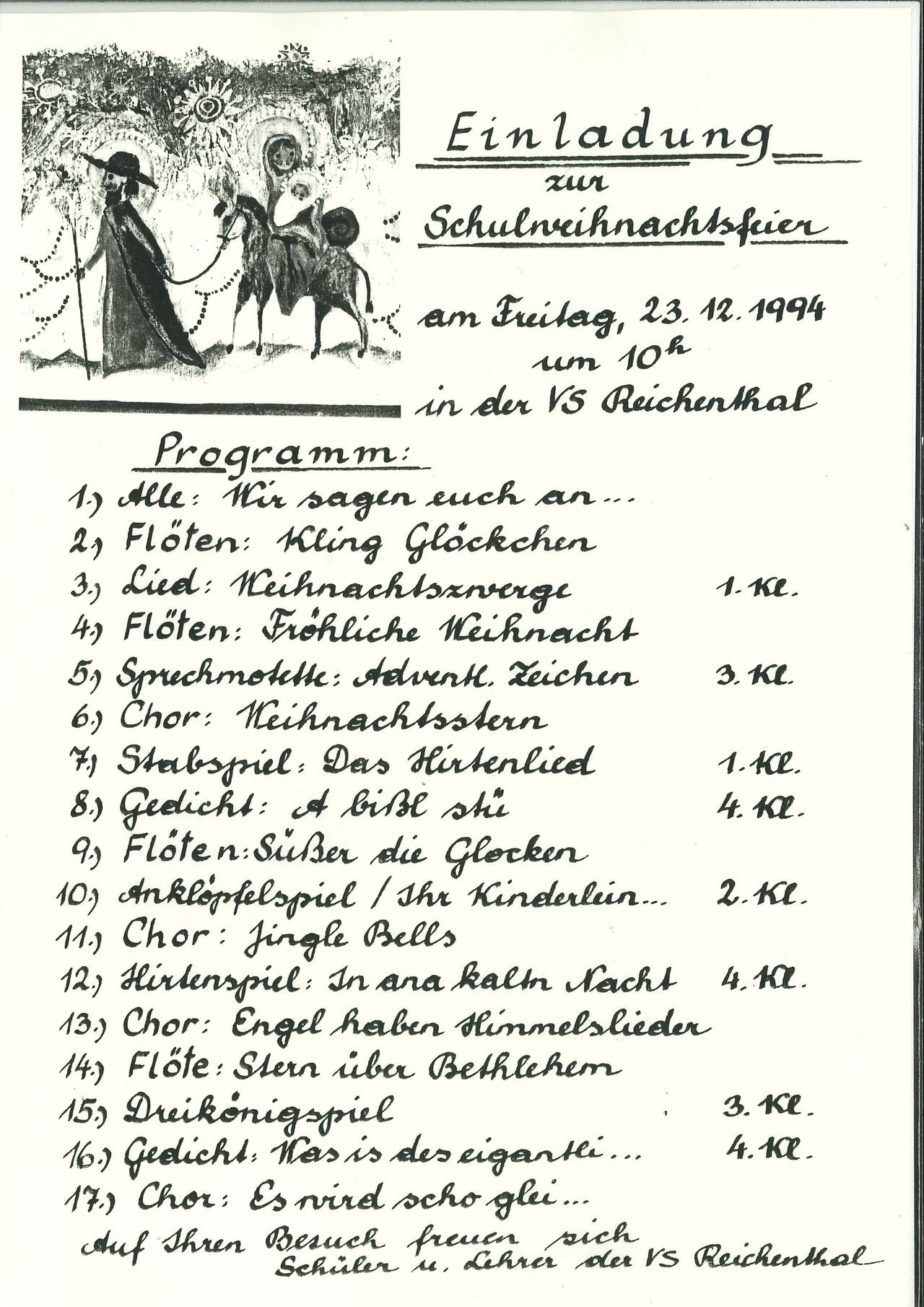 Einladung, Veranstaltung, Volksschule