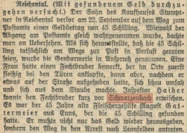 Schwarzenbach, Zeitungsartikel
