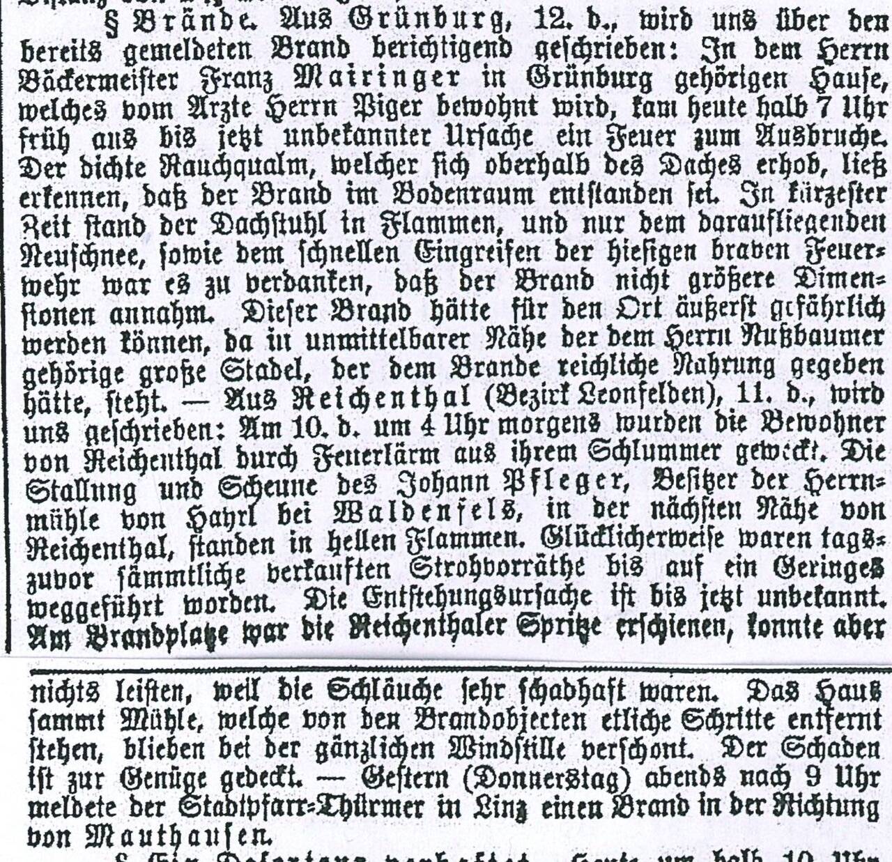 Hayrl, Herrenmühle, Zeitungsartikel