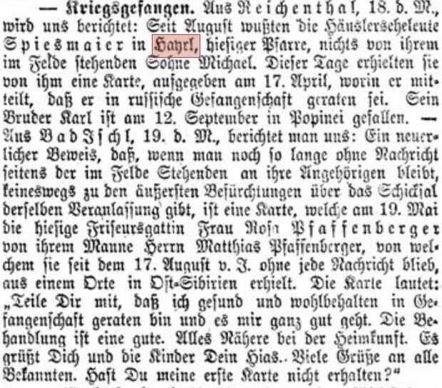 1. Weltkrieg, Hayrl